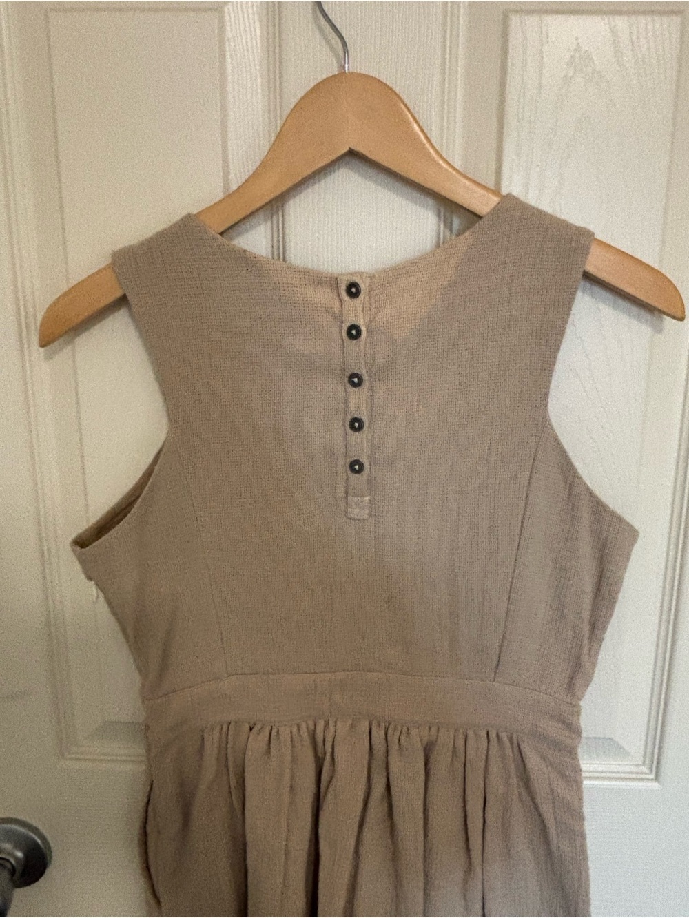 Lucky Brand Embroidered Boho Dress Small Beige Sleeveless V‑Neck Cotton Summer - Picture 6 of 10